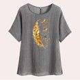 thumbnail image 4 of lcziwo Cotton and Linen Short Sleeve Tees for Women Trendy Graphic Print Blouse Summer Lightweight Beach Tops Vacation Outfits Birthday Gifts Gray XXL, 4 of 8