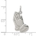 thumbnail image 2 of 925 Sterling Silver Solid Polished Praying Hands Charm 26x15mm Wide Pendant Necklace for Women, 2 of 2