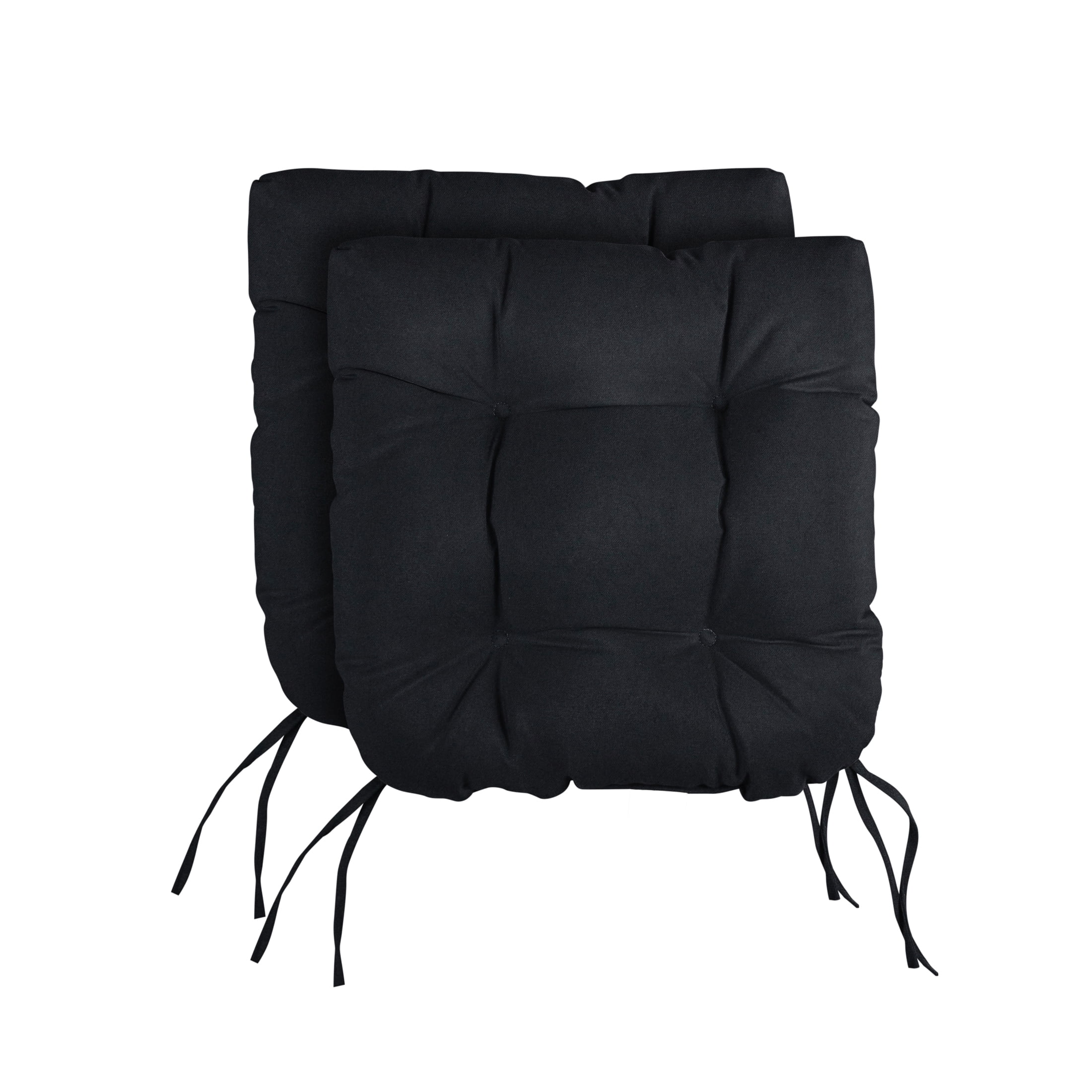 Sorra Home Black Tufted Chair Cushion Round U-Shaped Back 16 x 16 x 3 (Set of 2)
