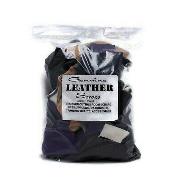 Genuine Leather Scraps - 1 Pound Bag Assorted Leather Fabrics Pieces - May have small imperfections (See description for details) M543.01