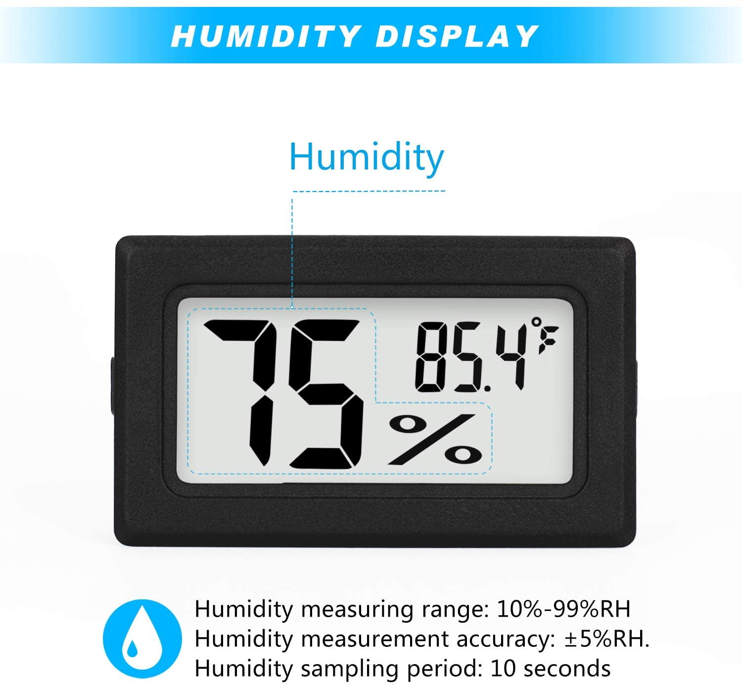 Crazyview 2 Pack Mini Digital Hygrometer Indoor Outdoor Thermometer Hygrometer LCD Temperature Humidity Meter Gauge for Cigar Humidor, Guitar, Garden