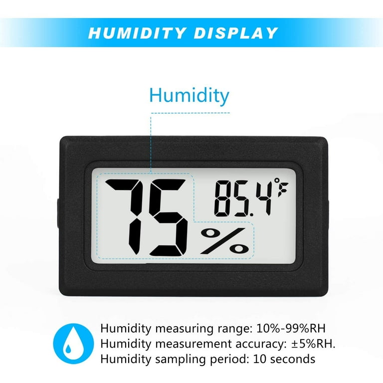 Cigar Humidor Hygrometer Gauge: Built-in Temperature & Humidity Sensors  With Mini Digital LCD Display 