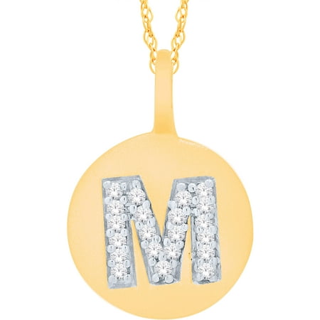 Diamond Accent 14kt Yellow Gold Initial M Alphabet Letter Pendant, 18 Chain