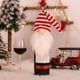 thumbnail image 3 of Bewildely Cubierta de botella de vino de felpa de Navidad sin rostro anciano tejido manga rayas sombrero de comedor decoraciones gnomos Kits de decoración para fiestas raya blanca roja, 3 of 6