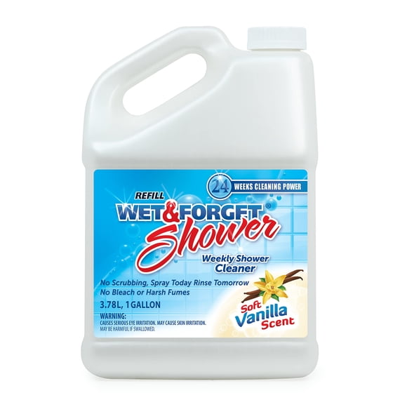 Wet & Forget Nettoyant pour Douche Multi-Surfaces Hebdomadaire Sans Récurage, Formule Sans Javellisant Parfum Vanille, 128,00 Fl Oz (Lot de 1)