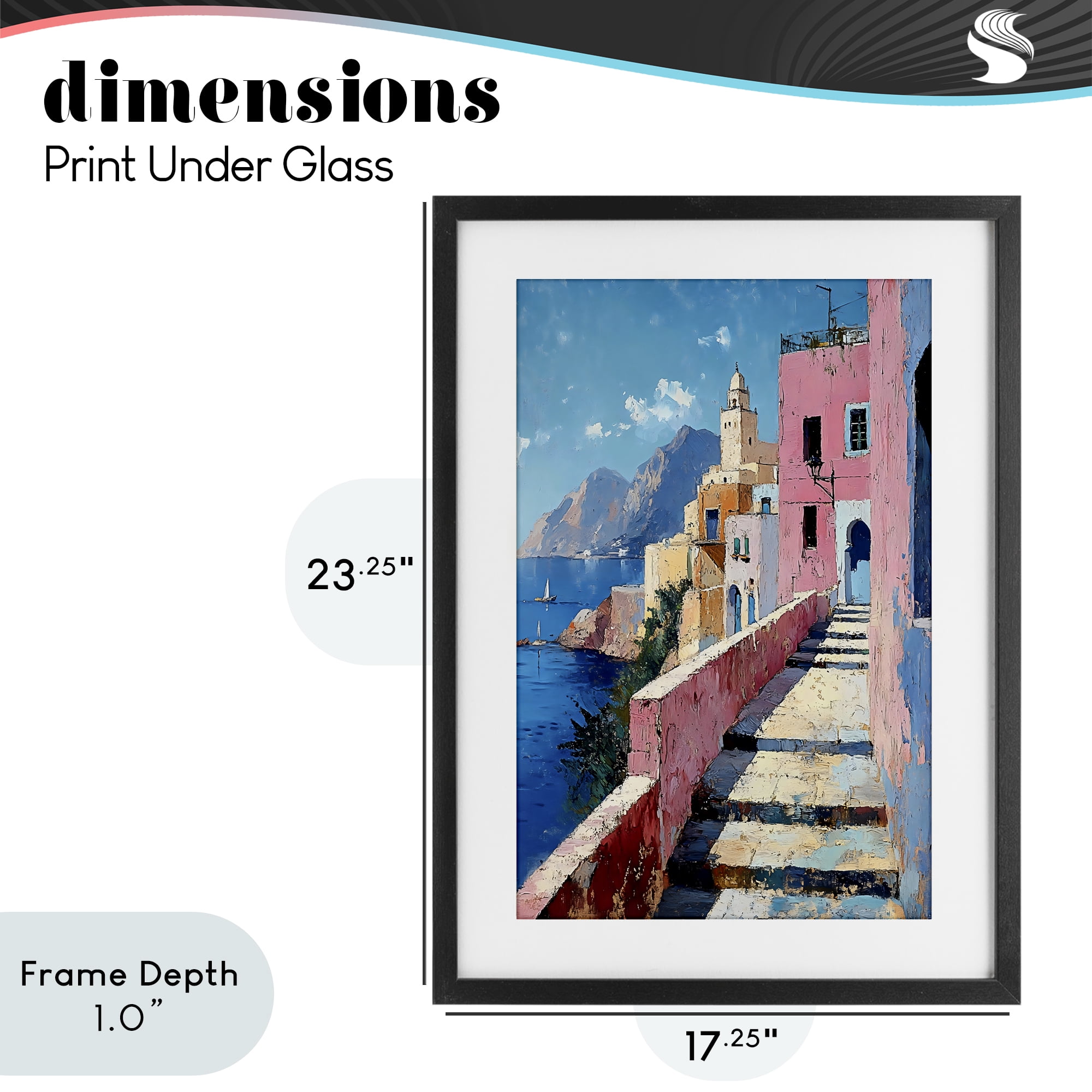 Stupell Industries Coastal Village's Sunlit Pathway Black Framed Print Under Glass, design by Creative Studio