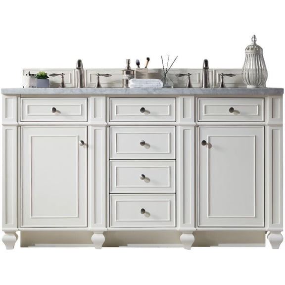 James Martin Vanities 157-V60d-3Car Bristol 60" Free Standing Double Basin Hardwood Vanity