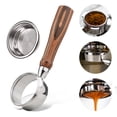 thumbnail image 1 of Amdohai 58mm 3 Ears Stainless Steel Bottomless Naked Portafilter Wooden Coffee Handle Cup Filter Basket Replacement for Barsetto BA101 BA102 Calphalon Temp IQ, 1 of 8
