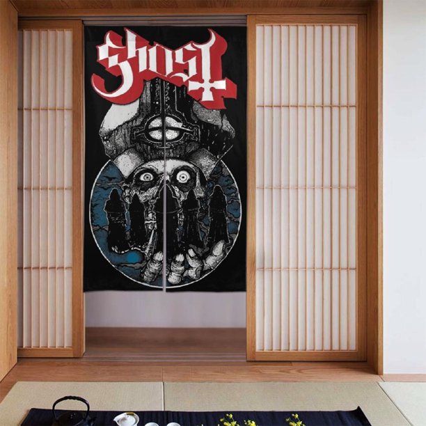 Cortina de puerta semiopaca con patrón de patchwork de dos piezas Ghost, cortinas opacas decorativas para dormitorio, sala de estar, decoración de habitación de niños, 34 x 56 pulgadas, tamaño único.