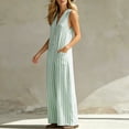 thumbnail image 4 of SimpleJoyi Women Striped Sleeveless V Neck Wide Leg Jumpsuit Button Front Pocket Relaxed Summer Romper, 4 of 6
