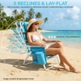 thumbnail image 4 of Pirecart Beach Chair for Adult, Portable Low Beach Chairs with Cup Holder, 5 Position Lay Flat, Metal Handle, Yellow, Blue and Green Stripes, 4 of 10