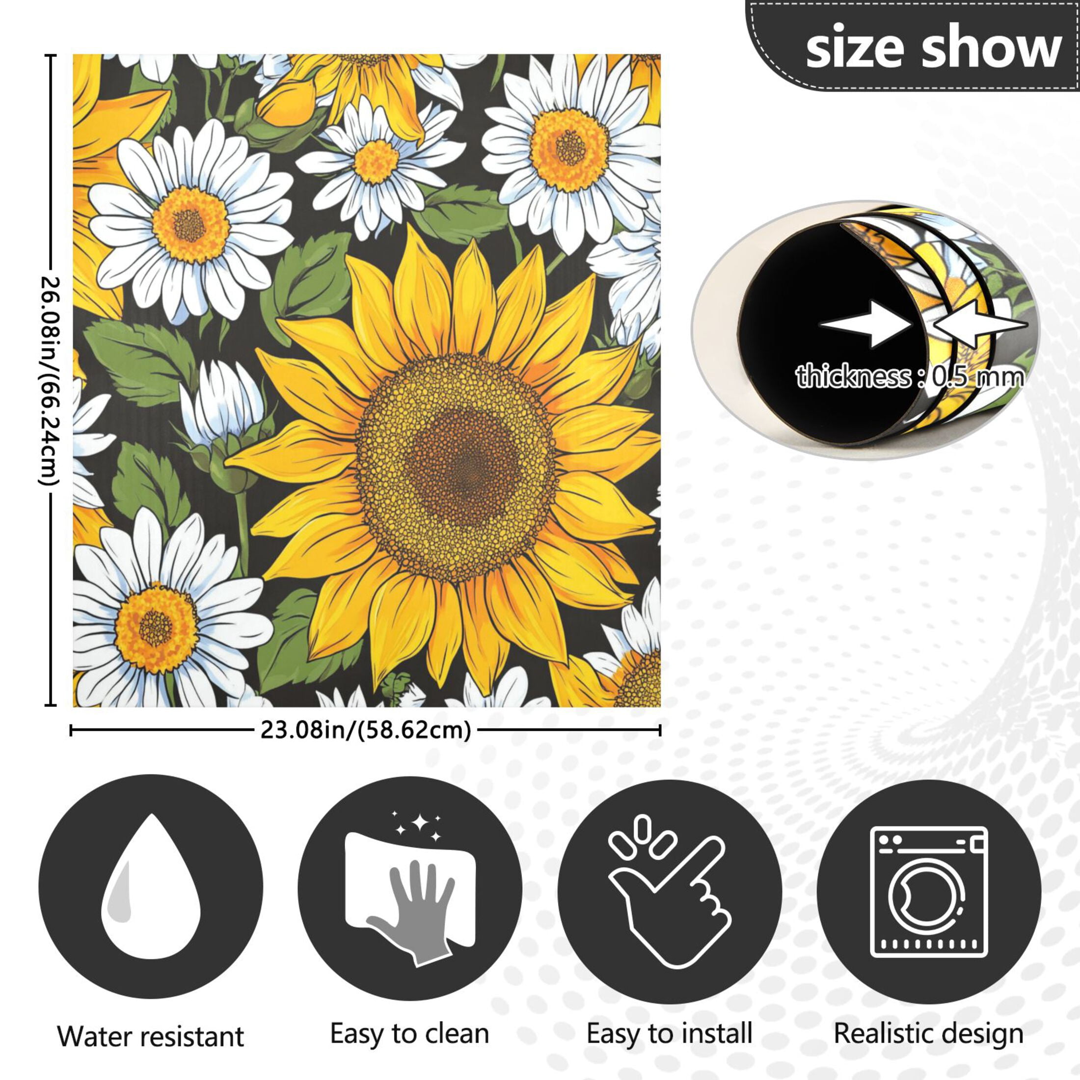 Dishwasher Magnetic Refrigerator Magnet Cover Sticker Home Decorative 23"x26" Painting Daisy Sunflowers