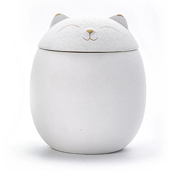 500ml Black/White Urn for Pet Ashes Cat Shape Memorial Cremation Urns-Handcrafted Decorative Urns for Funeral Cat urn Dog urn