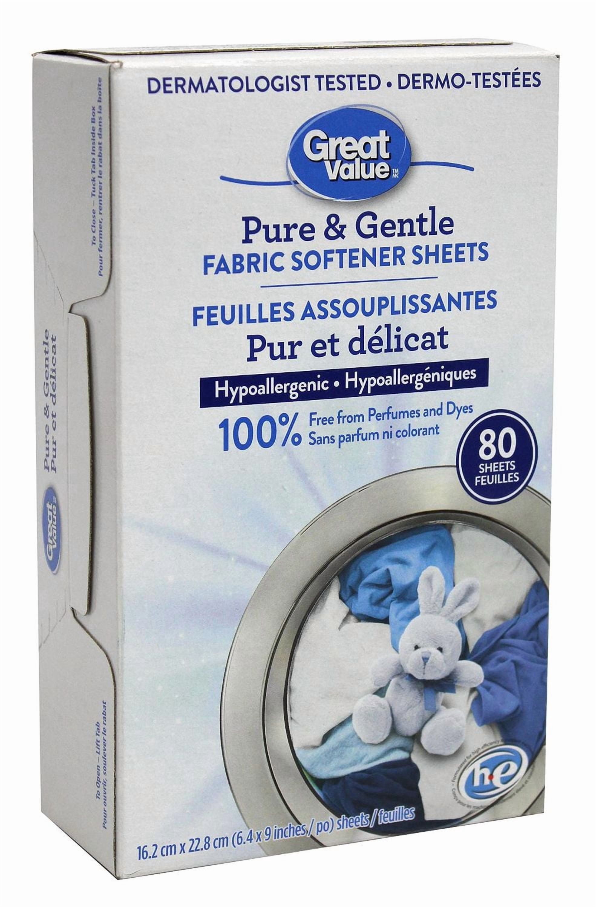 Great Value Pure & Gentle Unscented Fabric Softener Sheets