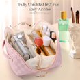 thumbnail image 3 of trousse De Toilette Carre En Cuir Pu Pour Femme - Grand Sac Cosmtiques Rose Pour Homme Trousse De Voyage Pour Homme Et Femme Bagages D'avion, 3 of 5