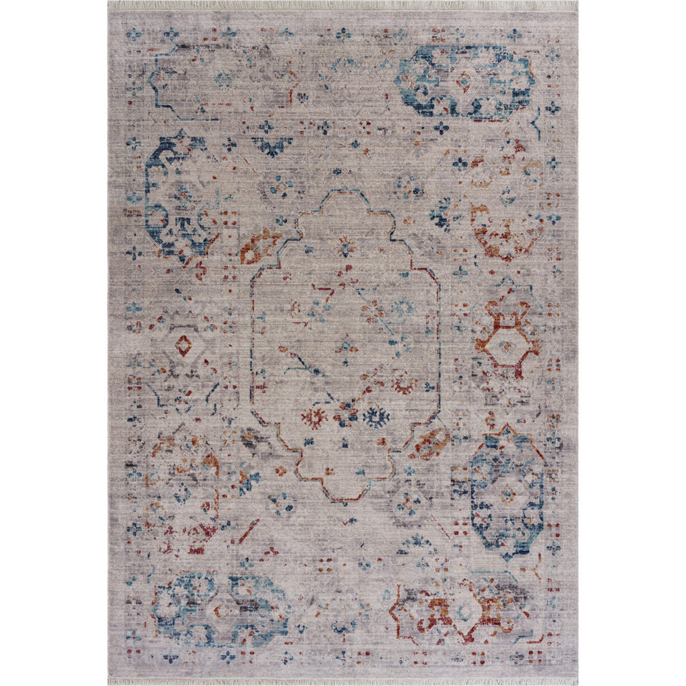 LR Home Charming Traditional Distressed Light Gray & Multi Color 5x8