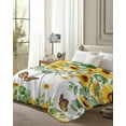 thumbnail image 6 of Flannel Fleece Throw Blanket Sunflower Butterfly Eucalyptus Leaf Lightweight Soft Plush Blankets,Country Pastoral Theme Cozy Warm Throw Blanket for Couch Sofa Bed Car Office 40x50in, 6 of 9