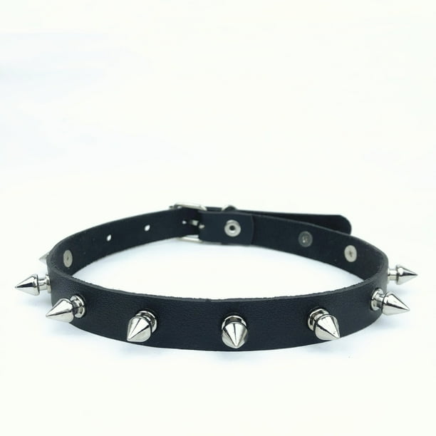 Gargantilla de cuero ajustable con dije de corazón para mujer, gargantilla gótica negra unisex de cuero sintético con remaches, collar punk para hombres