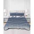 thumbnail image 2 of Quilt King Size Bedding Set, Navy Blue Ombre Reversible Summer Quilt 3 Pieces, Modern Abstract Striped Polka Dots Lightweight Bedspreads Coverlets with 2 Pillow Shams for All Seasons, 2 of 5