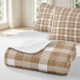 thumbnail image 4 of Manfei Brown White Checkered Twin Quilt Set,Rustic Plaid Twin Coverlet Set,2 Pieces,1 Bedspread and 1 Pillowcase, 4 of 7