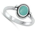 thumbnail image 4 of CHOOSE YOUR COLOR Bali Halo Round Simulated Turquoise Promise Ring .925 Sterling Silver Band Blue CZ Female Size 6, 4 of 4