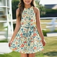 thumbnail image 2 of TQWQT Girls Halter Dresses Size 10-12 Casual Floral Print Tween Girls Clothes Sleeveless Tie Front Cute Party Dress Kids Summer Outfits Red 120, 2 of 5
