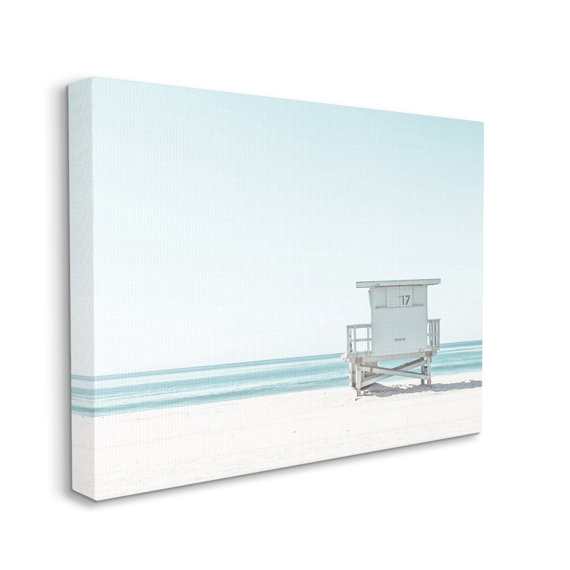 Stupell Industries Sun Bleached Blue Coast Lifeguard Shelter Summer Photography, 30 x 24, Design by Leah Straatsma