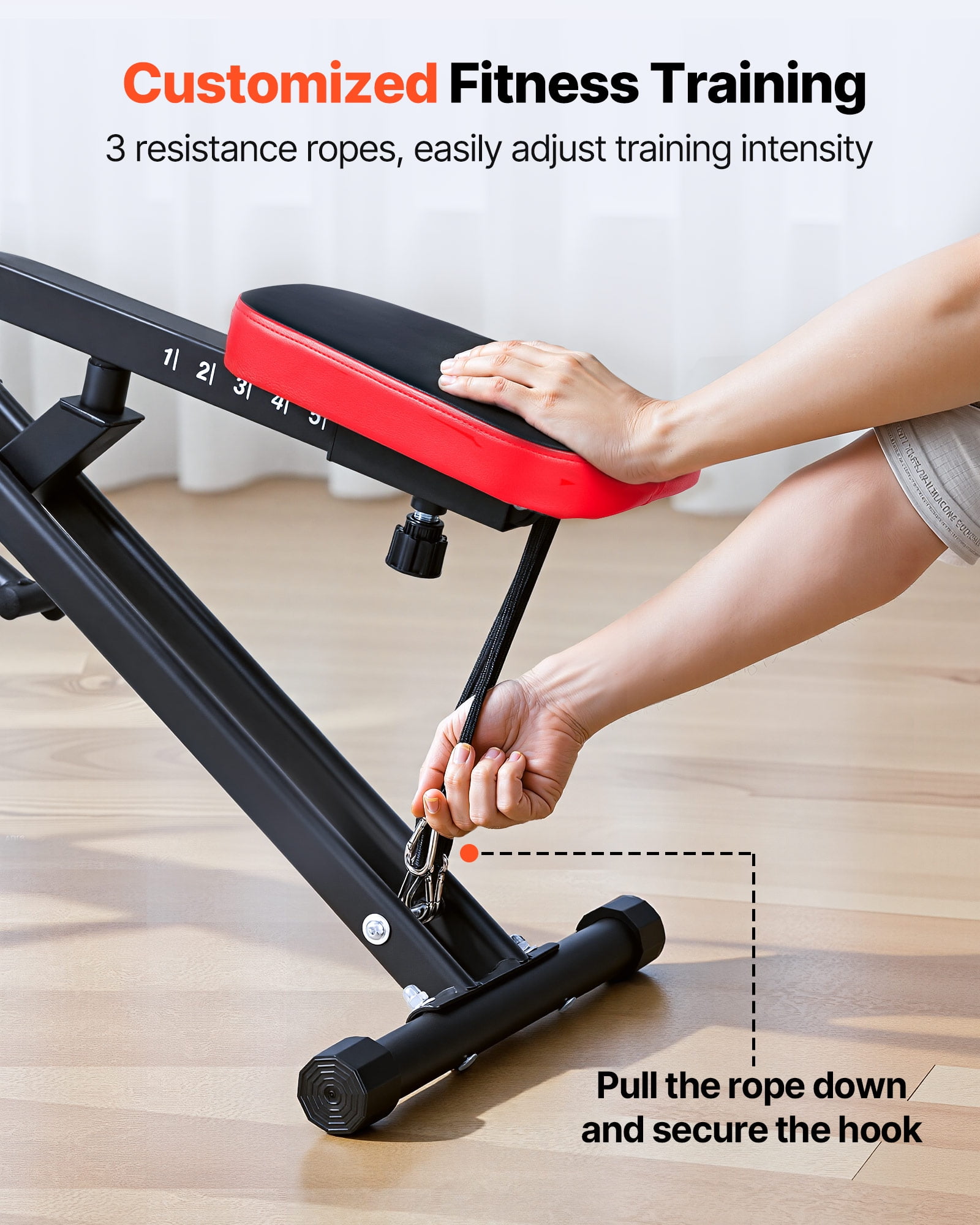 VEVOR Squat Machine, Deep Squat Rowing Machine for Home, Easy Setup & Foldable Exercise Equipment, Glute Trainer Machine with 3 High-Strength Resistance Bands, Glutes & Leg Home Workout Machine,Black