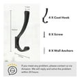 thumbnail image 6 of NIFFGAFF Metal Wall Hooks Screw In : 4 Packs Large Heavy Duty Mount for Hanging Coats, Backpacks, Handbags, Bags, Wall Mounted Hanger Set Includes Nails, Black, 6 of 8