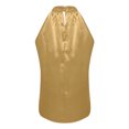 thumbnail image 5 of YUGYXL Womens Satin Silk Tank Top Sleeveless Mock Neck Keyhole Back Halter Shirt Dressy Casual Soft Comfy Plain Blouses Yellow S, 5 of 8