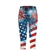 thumbnail image 4 of QATAINLAV Women's 4th of July Leggings, Stretch High Waist American Flag Print Yoga Pants Summer Casual Knee Length Patriotic Legging Capris Blue XXXXL Mother's Day Gifts, 4 of 6