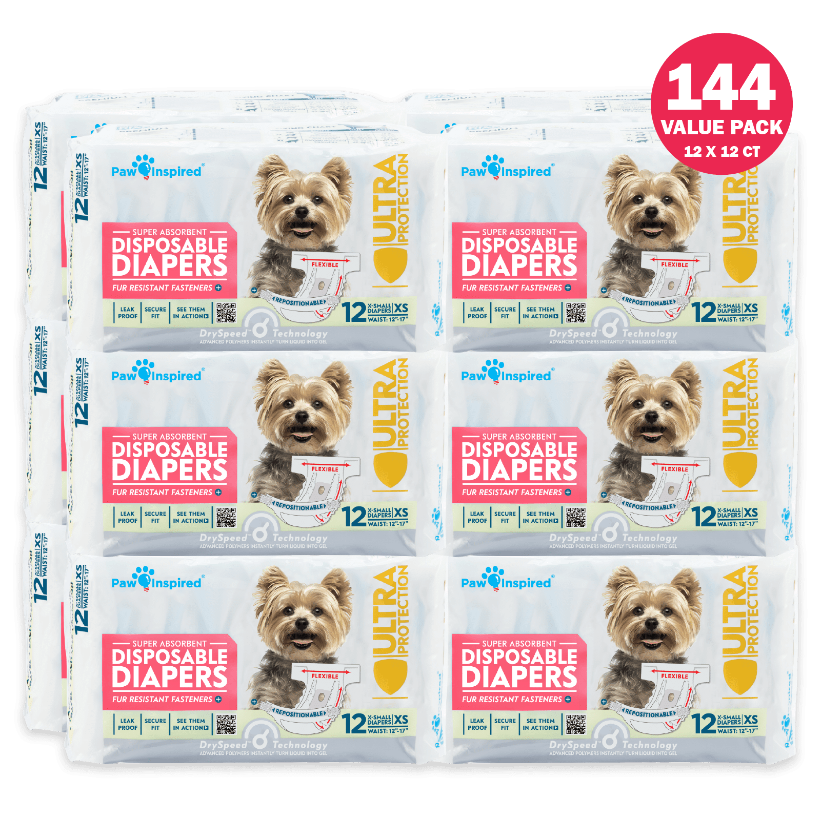 Paw Inspired Disposable Dog Diapers Female Puppy, Doggie, Cat Pet