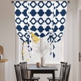 thumbnail image 3 of Bohemia Balloon Curtains for Living Room/French Door, Minimalist Geometric Pattern Abstract Dark Blue Tie Up Curtains 63 Inch Length Energy Saving Kitchen Curtains Shades for Windows 42"x63", 3 of 8