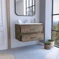 thumbnail image 3 of Praga Floating Vanity Sink with 2-Drawers Dark Brown / White, 3 of 5