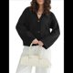 thumbnail image 1 of Cárdigan Grueso de Punto con Cuello en V y Bolsillos para Mujer Negro M, 1 of 10
