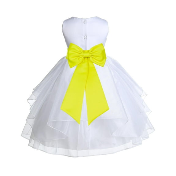 Ekidsbridal White Lemon Shimmering Organza Flower Girl Dress Junior Bridesmaid Wedding Pageant Communion Baptism Gown 4613T S