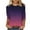 Purple A, variant on Ashirexll Womens Casual Tops, Short Sleeve Shirts for Women, Fashion Casual Gradient Color 3/4 Sleeve Round Neck Blouse
