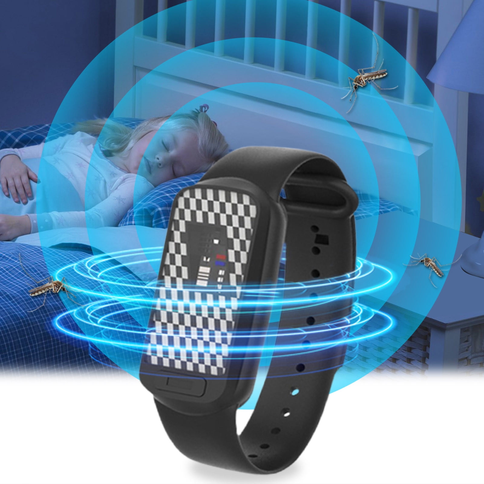WIZUTIZ USB Charged 7 Day Battery Mosquito Repellent Wristband Electronic Watch 360 Degree Protection Indoor Outdoor Kids Adults Wearable
