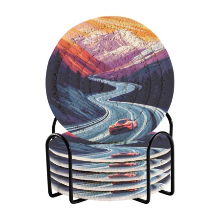 

6 coil coasters 3.94x3.94x0.24 inch water coasters Drink coasters with cup holders Absorbent coasters Heat resistant for bar protection Red Ferrari