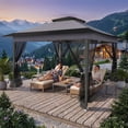 thumbnail image 4 of COBIZI 11x11 Pop up Gazebo Outdoor Canopy Gazebo Patio Gazebo with Mosquito Netting Canopy Shelter with 121 Square feet of Shade for Poolside, Garden, Party and Backyard, Gray, 4 of 12
