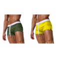 thumbnail image 1 of 2 Pack(Yellow 1PCS & GN2 1PCS) Multipack Microfiber Shorts Male Spring and Summer Short Color Matching Shorts Zipper Pocket Slit Trousers Legs Beach Swimming Sports Shorts, 1 of 4
