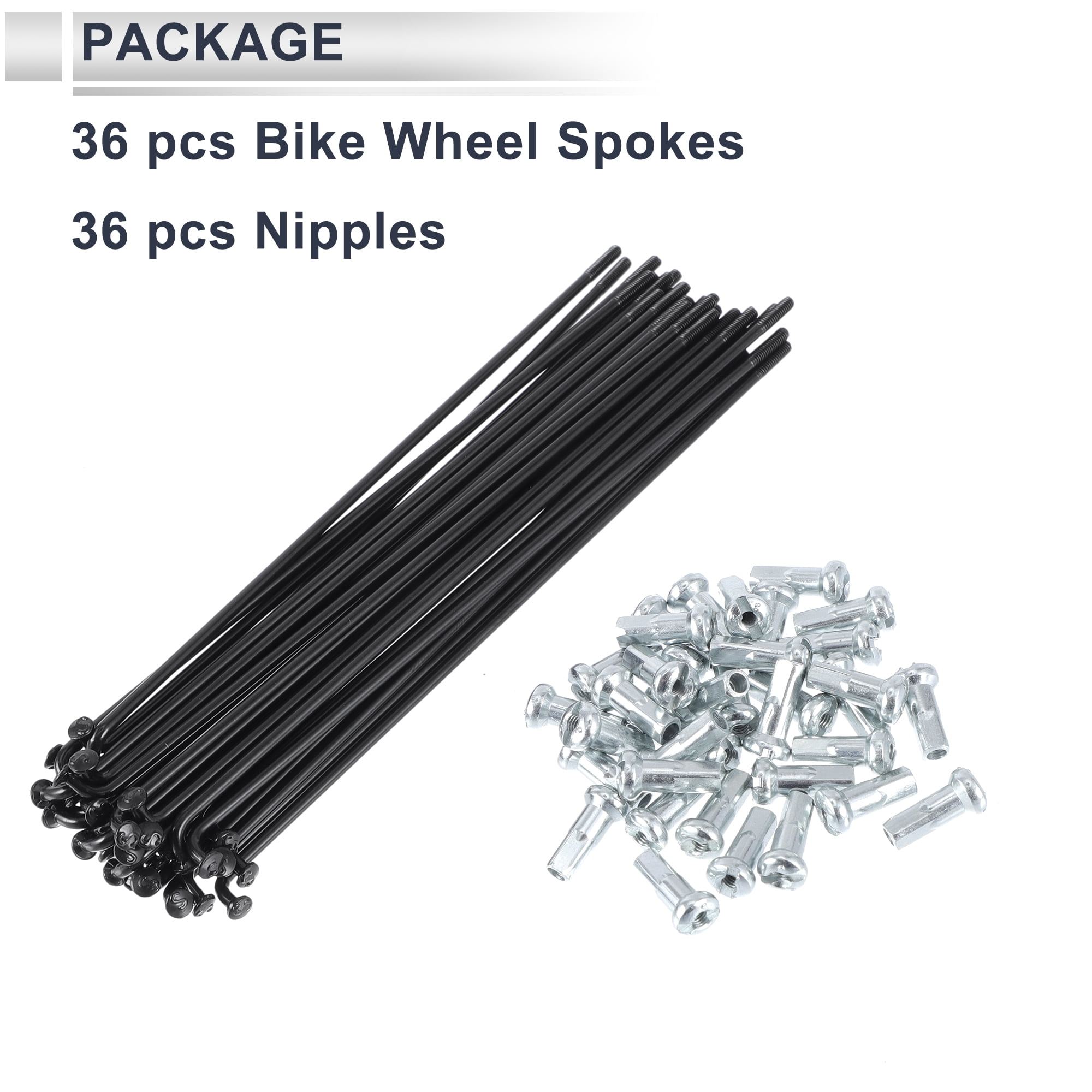 Unique Bargains 36Pcs Universal 13G Bike Wheel Spokes Nipple 45 Steel Black 5.24"