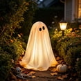 thumbnail image 2 of Halloween Wizard Ghost Light Up Decoration, Outdoor Spooky Stand Up Ghost with Witch Hat Warm Glowing Ornament, for Front Door Entrance Home Yard Garden Party Layout Display, 2 of 3