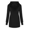 thumbnail image 3 of Women Solid Hooded Sweatshirt Pocket Split Hem Long Sleeve Zipper Top, 3 of 3