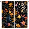 thumbnail image 3 of Floral Blackout Curtain,Boho Colorful Black Abstract Flowers Botanical Window Treatment Curtains for Cafe Bedroom Office Dining Room Living Room Kitchen Drapes 42"W x 84"L (Pack of 2), 3 of 6