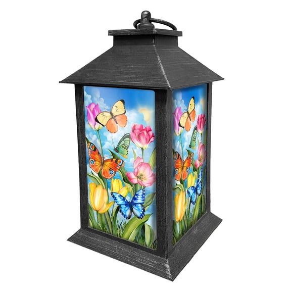 Briarwood Lane Spring Lantern 13.5" x 5.5" x 5.5" Sunshine Butterflies For Spring Lantern