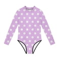 thumbnail image 3 of Swimsuit for Girls, Long Sleeve One Piece Rashguard, Solid Color Beach Vacation Swimsuit for Kids 2-13 Years, 3 of 7