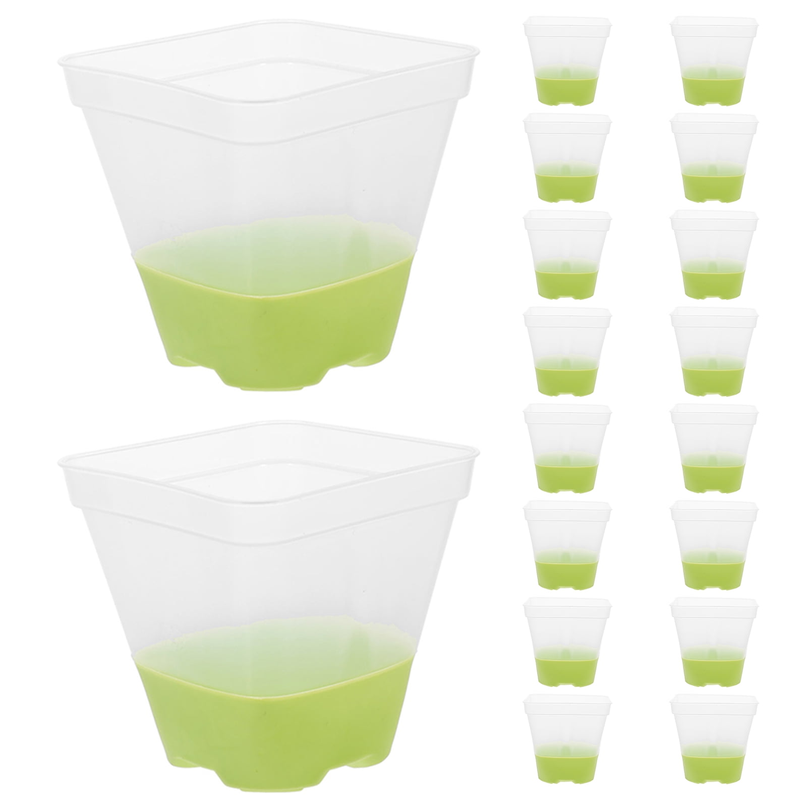 ELAYARD 18-Piece Light Green Clear Plant Starter Pots with Non- Silicone Base for Indoor Gardening and Seed Starting