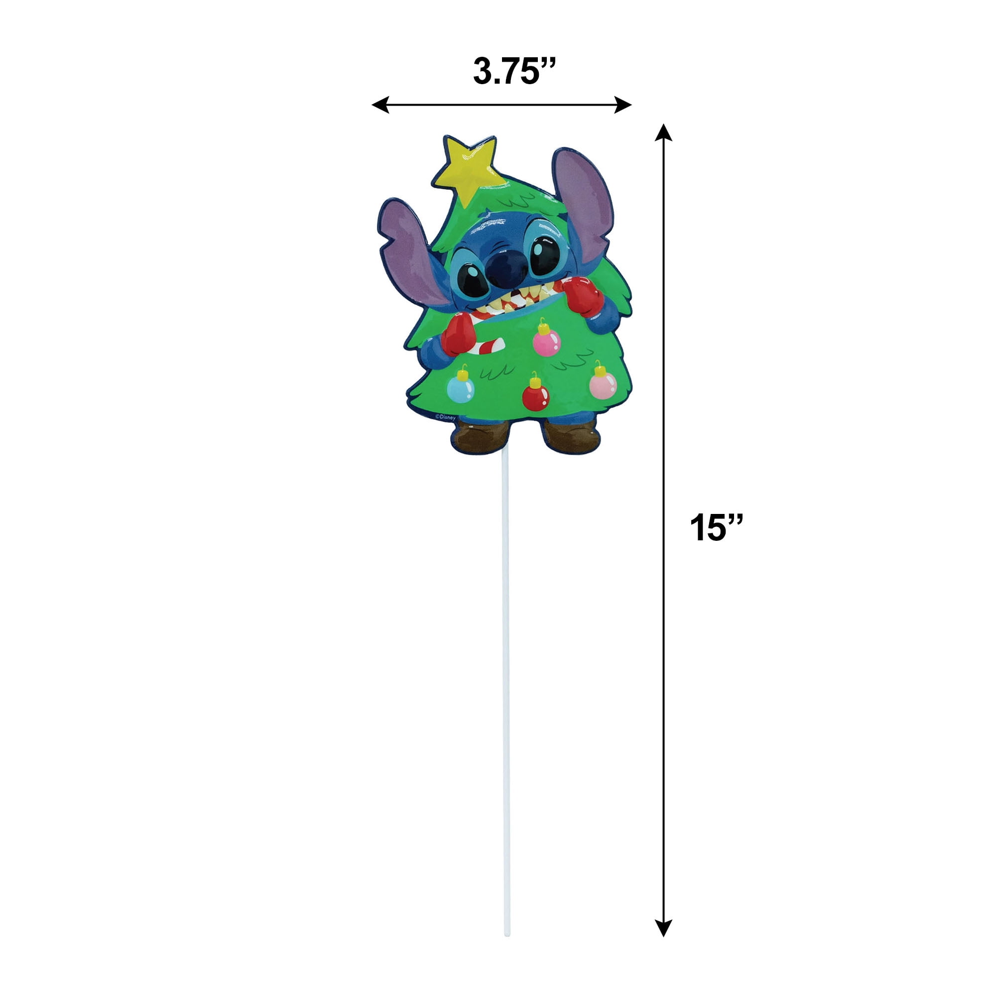 Disney Stitch Christmas Tree Mini Tin Yard Stake – 15 Inch Holiday Outdoor Decoration