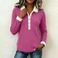 thumbnail image 2 of GUACER Sherpa Collared Tops for Women Long Sleeve Ribbed Knit Pullover Fuzzy Trim Button Up Sweaters Fall Winter Thermal, 2 of 8